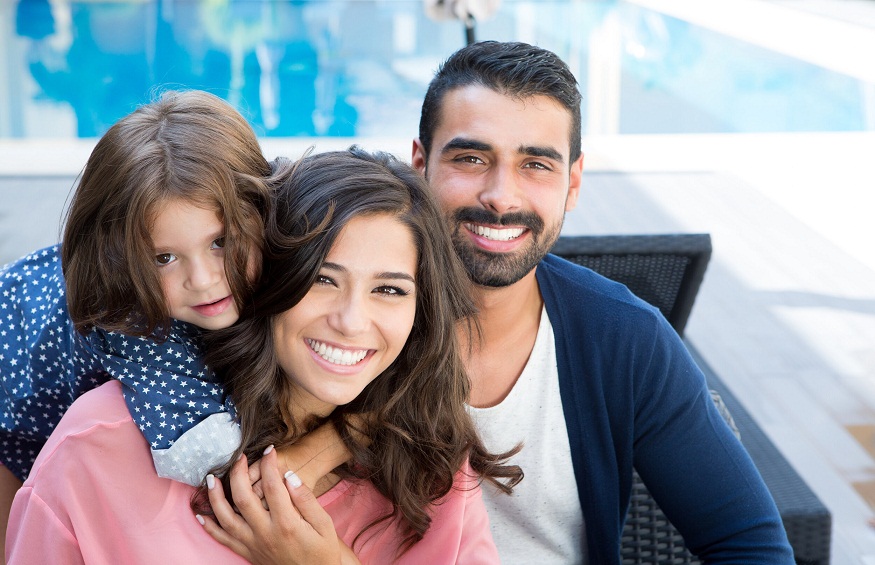 Family close to the pool