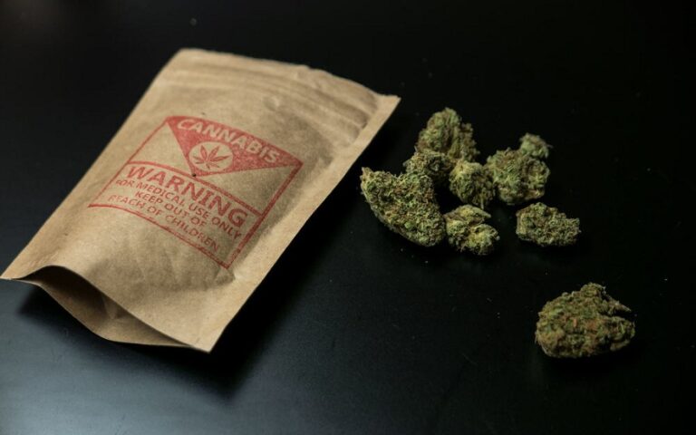 Legal Cannabis Flowers and Package. Legal cannabis and it's pack